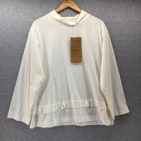 Neon Buddha Women's Small Cotton/Spandex Long Sleeve Top Ivory Lagenlook‎ NWT - Picture 1 of 10